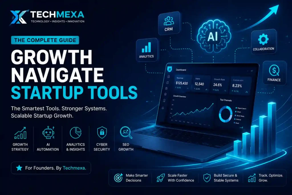 Growth navigate startup tools dashboard with AI, CRM and analytics