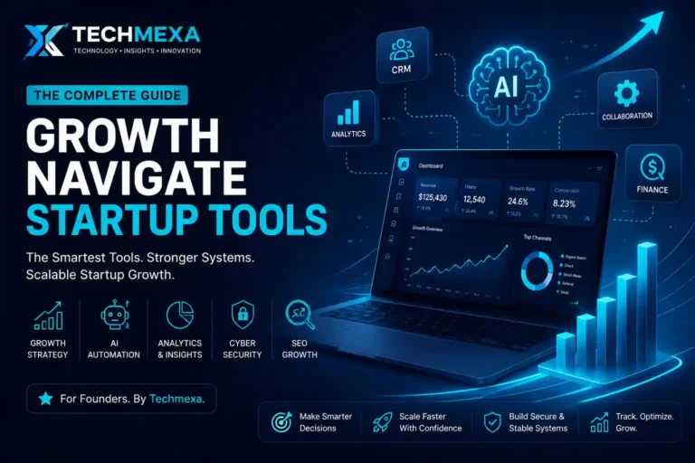 Growth navigate startup tools dashboard with AI, CRM and analytics