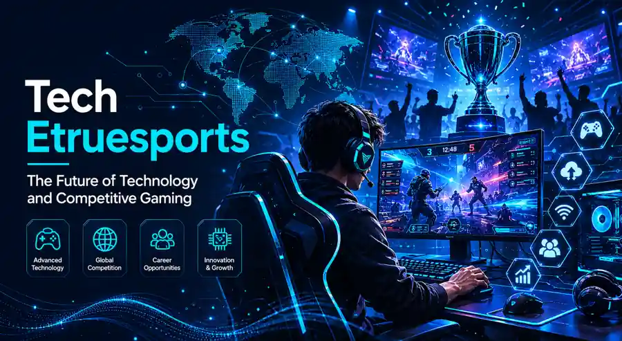 Tech Etruesports gaming setup and esports technology banner
